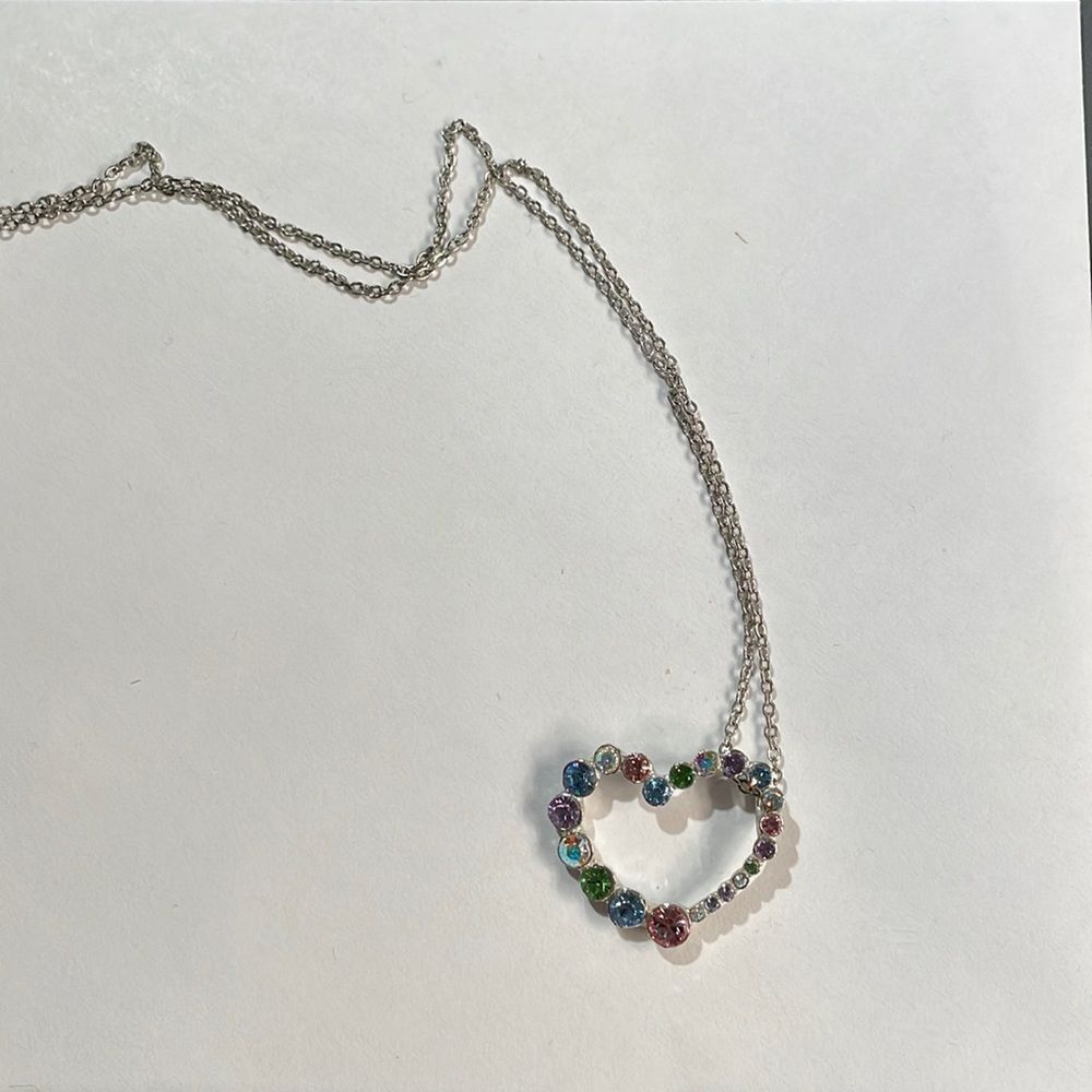 Multicolor Heart Necklace beaded stone colorful gift unique jewelry